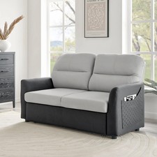 Grey Faux Suede Sofa Bed Pull