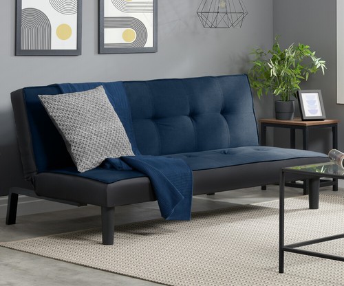 Blue fabric sofa bed - blue,