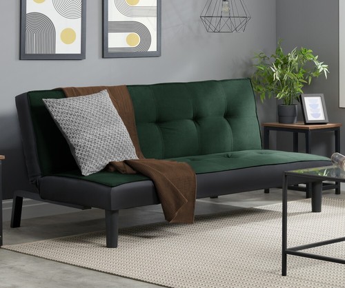 Green fabric sofa bed - fabric, bed,