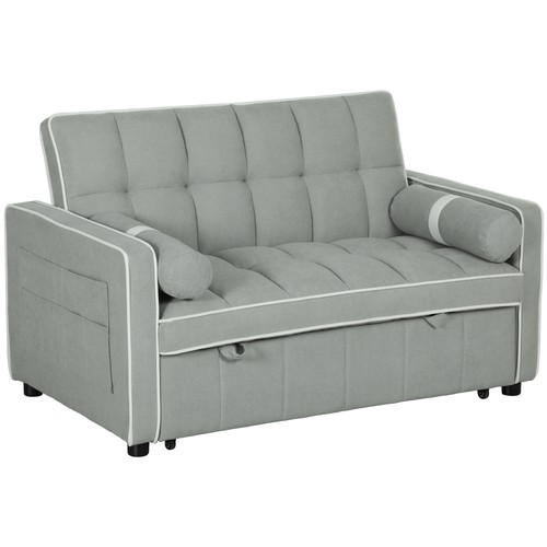 Two seater linen look sofa - two-seater, bed