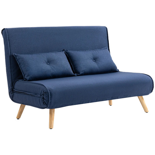 Two seater linen look sofa - two-seater, bed